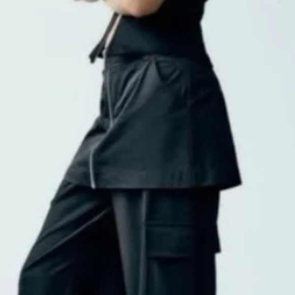 ZARA Skirt Over High-Waist Black Cargo Pants Trousers, Size M - Picture 12 of 16